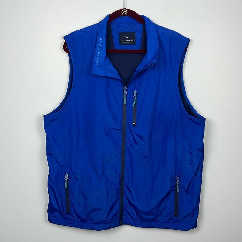 Tailorbyrd men’s fleece lined zip up blue casual performance vest size XL